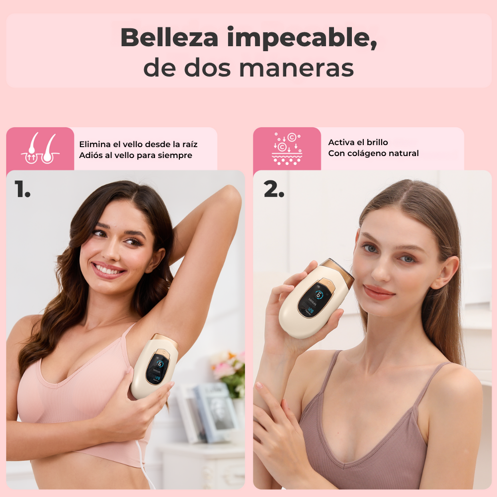 Lumina de Lumisilk ofrece belleza impecable: elimina el vello desde la raíz y activa el brillo natural de la piel con colágeno.