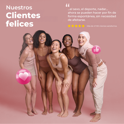 Opiniones de clientas satisfechas con Lumisilk – más de 47.951 mujeres disfrutan de una piel libre de vello sin necesidad de afeitarse.