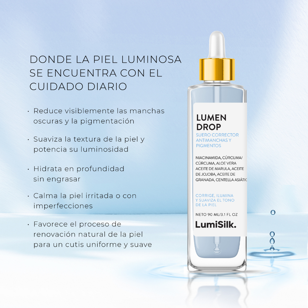 Lumen Drop que reduce manchas oscuras, hidrata en profundidad, calma imperfecciones y mejora la textura de la piel