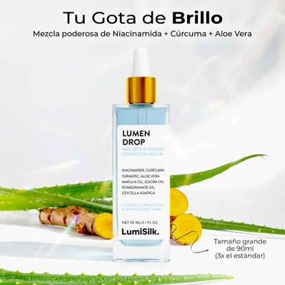 Lumen Drop Sérum Antimanchas de 90ml con Niacinamida, Cúrcuma y Aloe Vera – Ilumina, unifica el tono y reduce la pigmentación